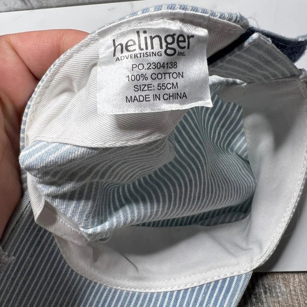 Blue and White Striped Cotton Cap CSX train hat